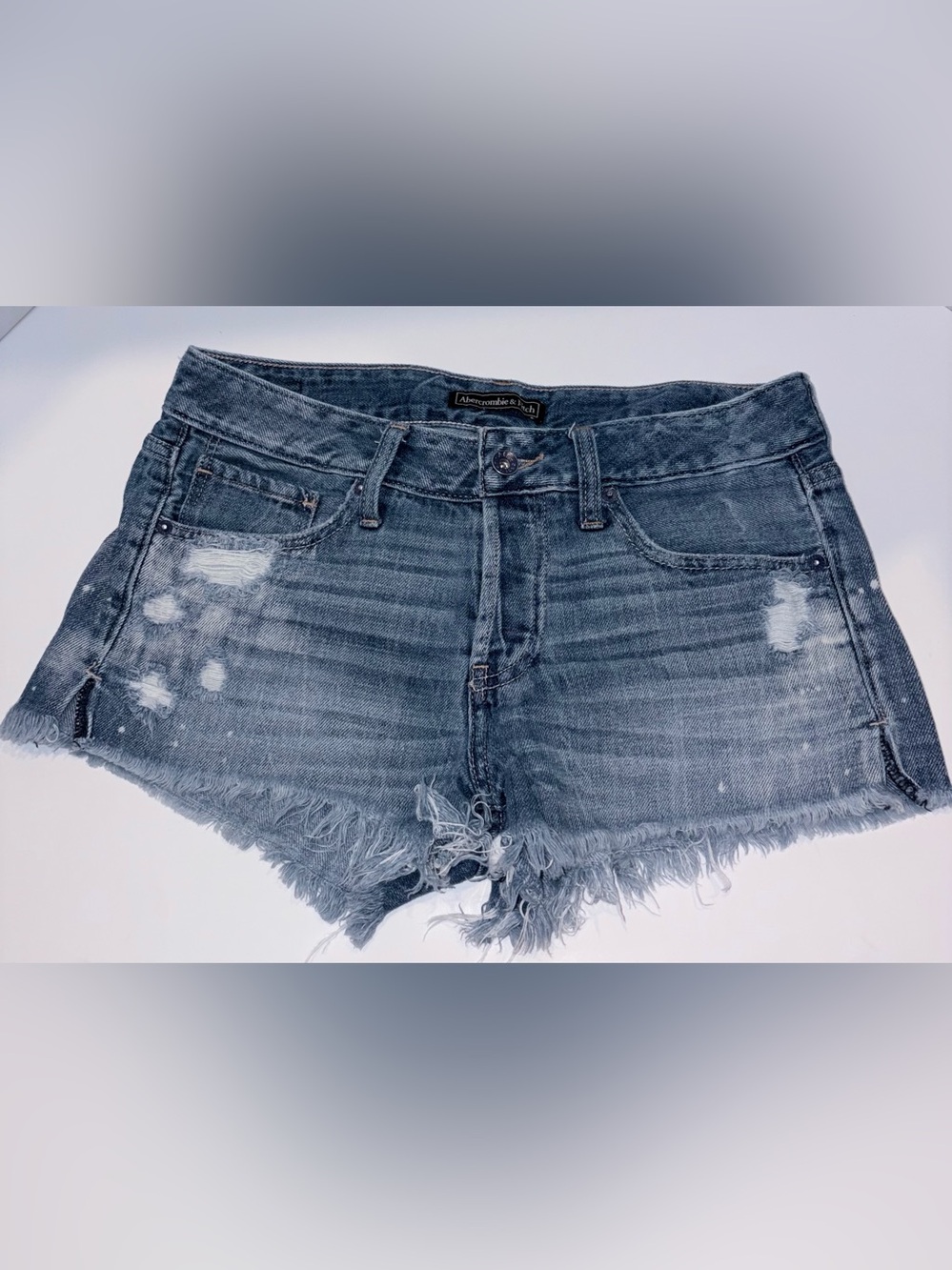 Abercrombie & Fitch Frayed Hem Light Blue Denim Shorts